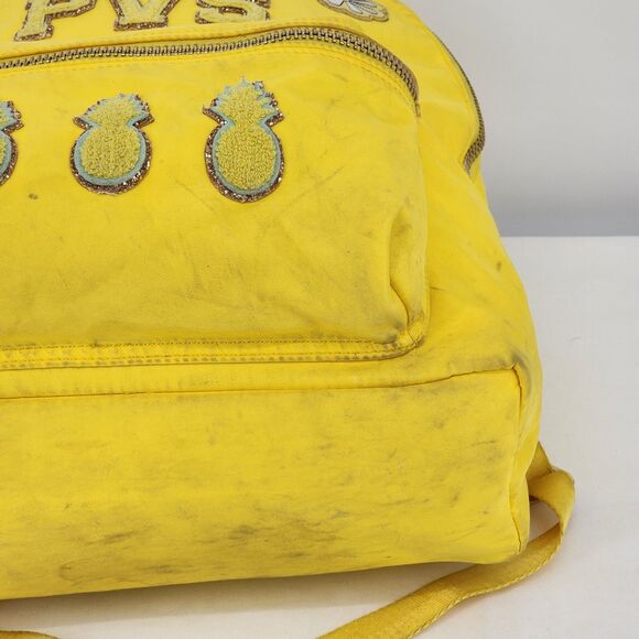 Stoney Clover Lane Bright Yellow Backpack Pineapple Llama Daisy P V S Patch - Picture 16 of 16
